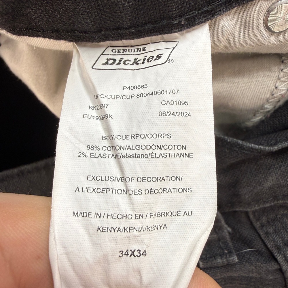 Genuine Dickies Carpenter Pants Mens 34x34 Black Cotton Stretch Utility Workwear - Picture 4 of 13